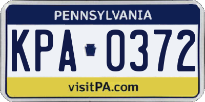 PA license plate KPA0372