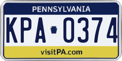 PA license plate KPA0374