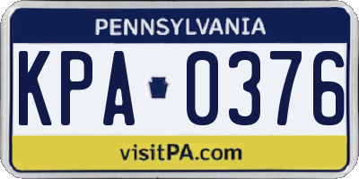 PA license plate KPA0376