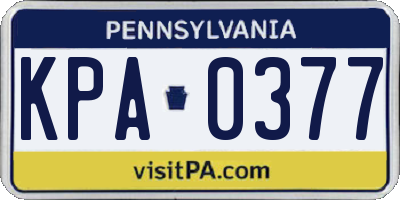 PA license plate KPA0377