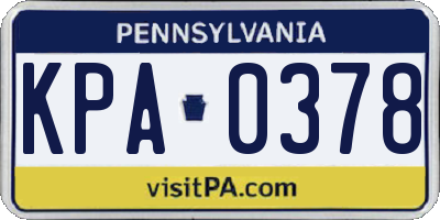 PA license plate KPA0378