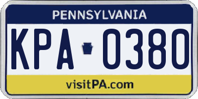 PA license plate KPA0380