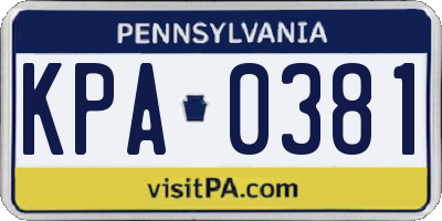 PA license plate KPA0381