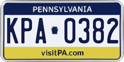 PA license plate KPA0382