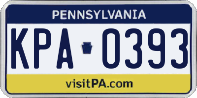 PA license plate KPA0393