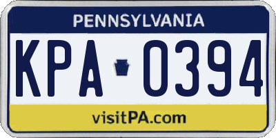 PA license plate KPA0394
