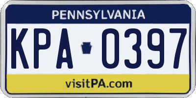 PA license plate KPA0397