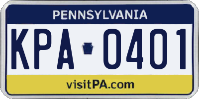 PA license plate KPA0401