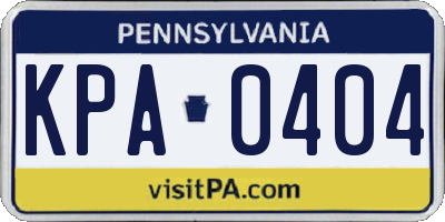 PA license plate KPA0404