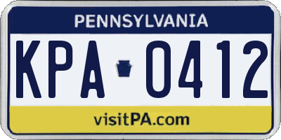 PA license plate KPA0412