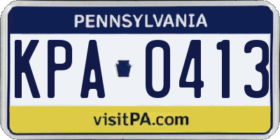 PA license plate KPA0413