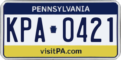 PA license plate KPA0421