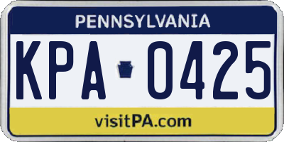 PA license plate KPA0425