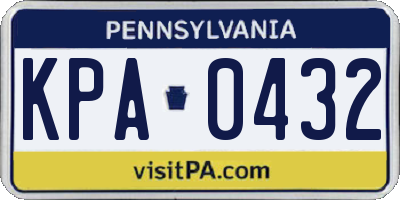 PA license plate KPA0432