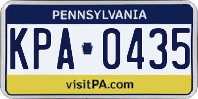 PA license plate KPA0435