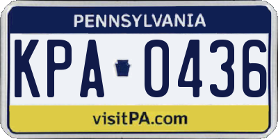 PA license plate KPA0436