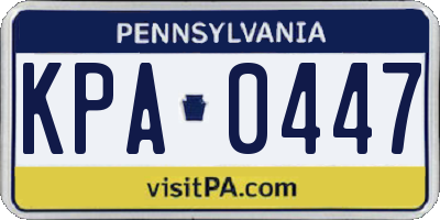 PA license plate KPA0447