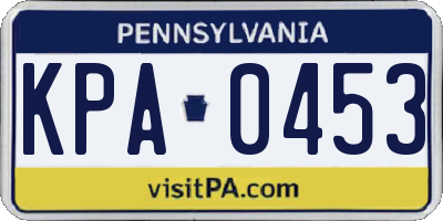 PA license plate KPA0453