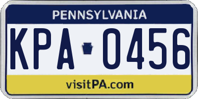 PA license plate KPA0456