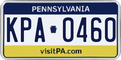 PA license plate KPA0460