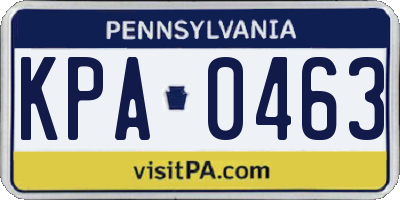 PA license plate KPA0463