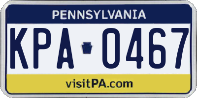 PA license plate KPA0467