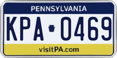 PA license plate KPA0469