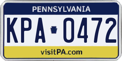 PA license plate KPA0472