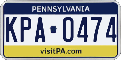 PA license plate KPA0474