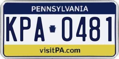 PA license plate KPA0481