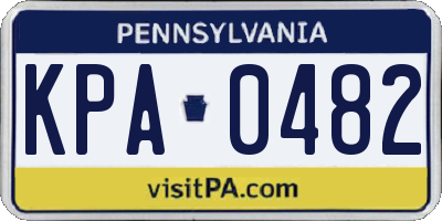 PA license plate KPA0482