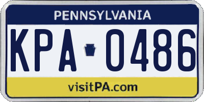 PA license plate KPA0486