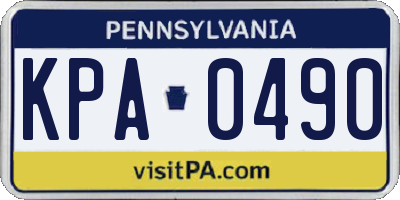 PA license plate KPA0490