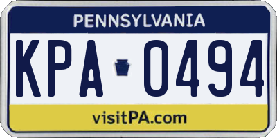 PA license plate KPA0494