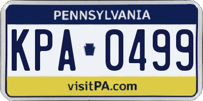 PA license plate KPA0499