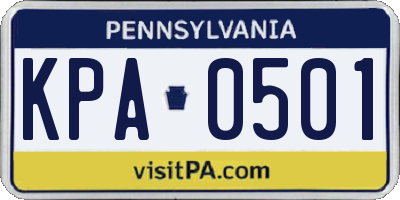 PA license plate KPA0501