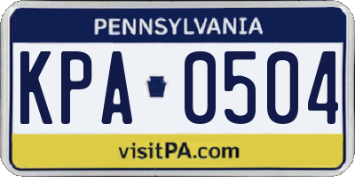 PA license plate KPA0504