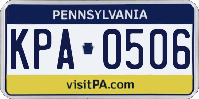 PA license plate KPA0506