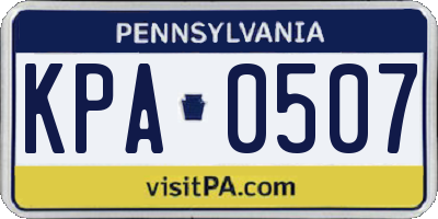 PA license plate KPA0507