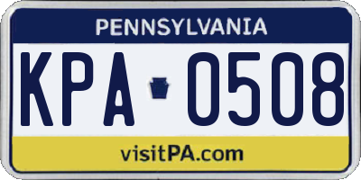 PA license plate KPA0508