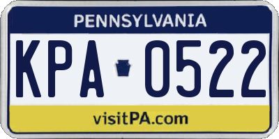 PA license plate KPA0522