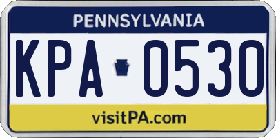 PA license plate KPA0530