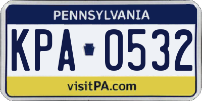 PA license plate KPA0532