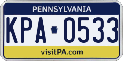 PA license plate KPA0533