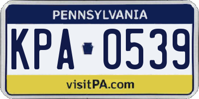 PA license plate KPA0539
