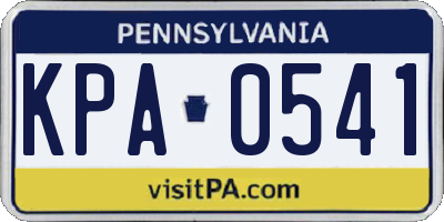 PA license plate KPA0541