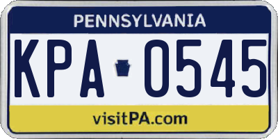PA license plate KPA0545