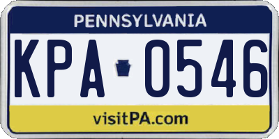 PA license plate KPA0546