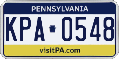 PA license plate KPA0548