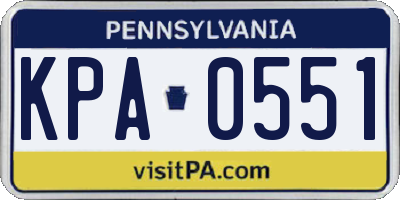 PA license plate KPA0551